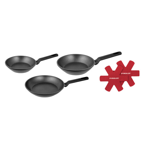 3 Piece Set - 20, 24, 28cm Fry Pans, 2 Pan Protect