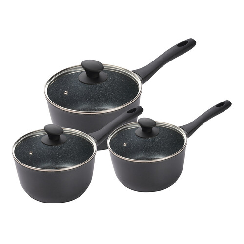 3 Piece Saucepan Set - 16cm/1.5 Litre, 18cm/2 Litr