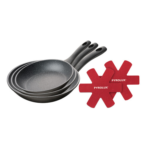 3 Piece Fry Pan Set - 20cm, 26cm & 30cm with F